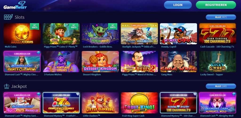 Spiele im Gametwist Online Casino
