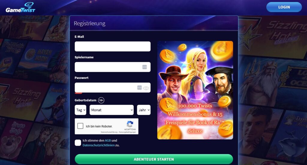 Registrierung und Verifizierung im Gametwist Casino